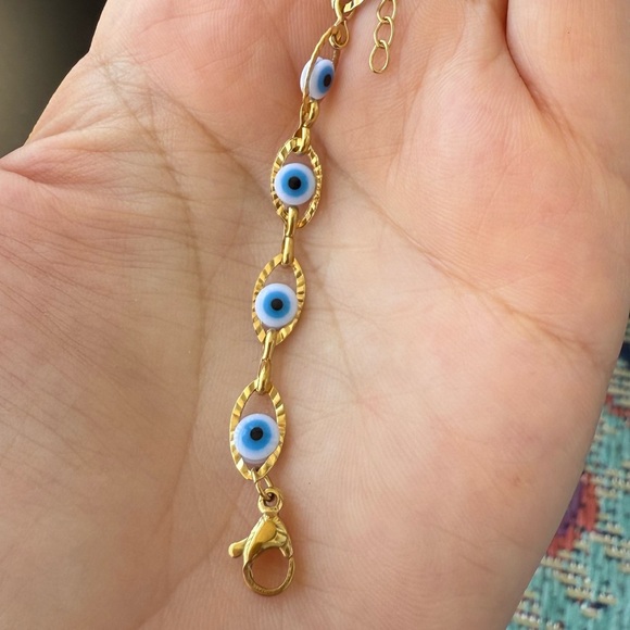 Blue eye Gold Evil Eye Stainless Steel Bracelet ✨ - Picture 11 of 17